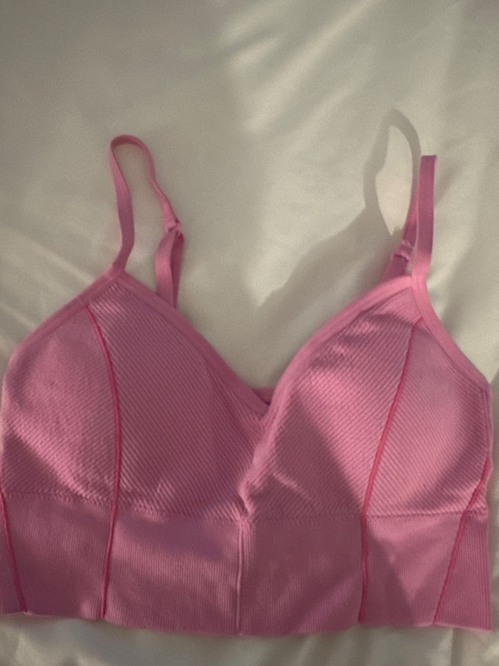 aerie Pink Ribbed Longline Bralette
